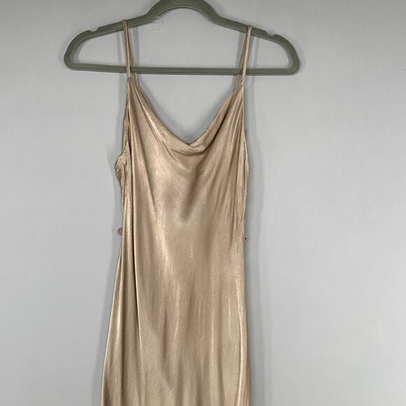 Shona Joy Women Bias Cowl Dress 4 Gold La Lune Sleeveless Midi Slip Sleeveless * - Picture 3 of 11